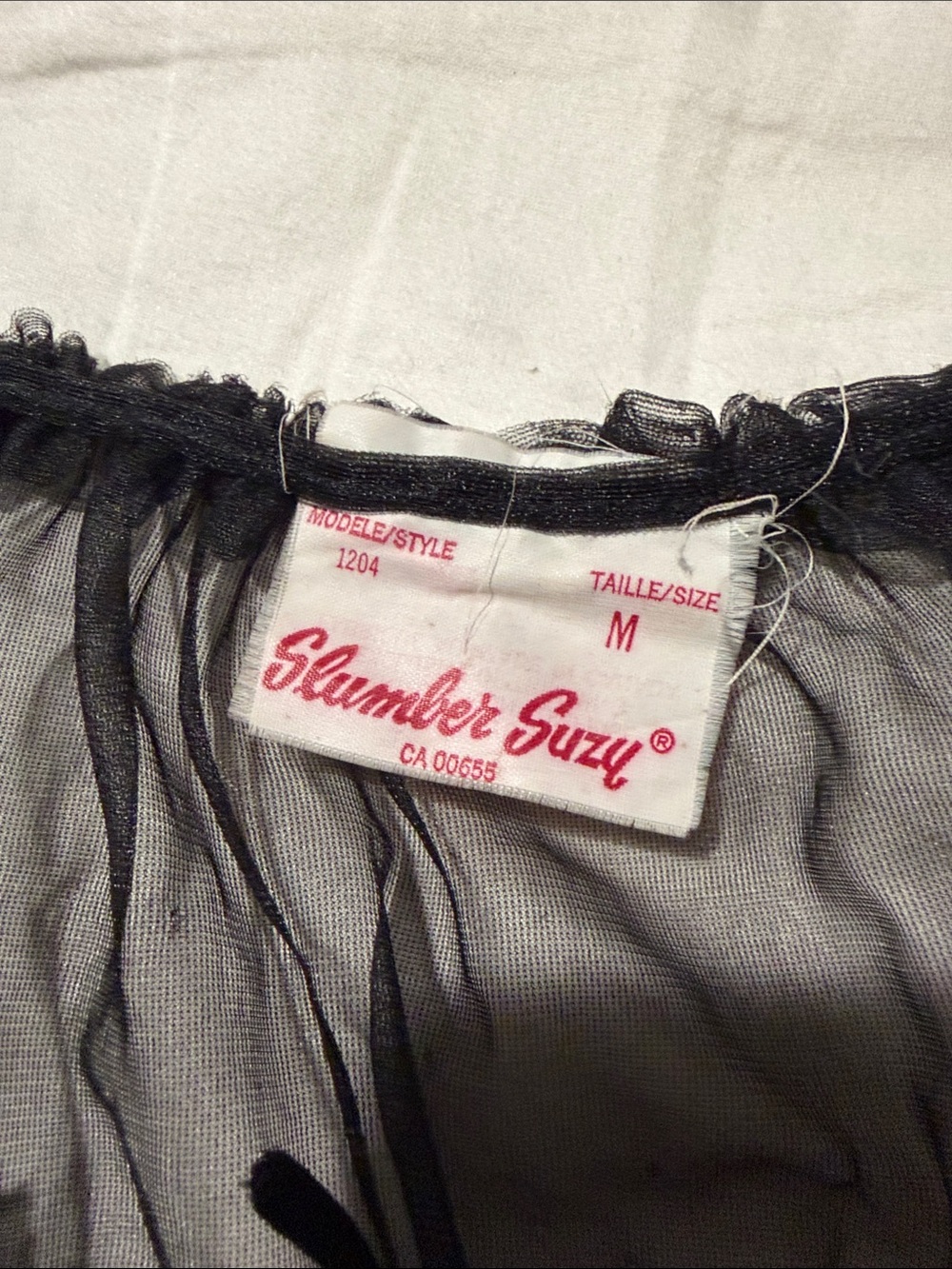 VINTAGE Babydoll Chemise Sheer Black Ruffle n Rosette mesh tank - Picture 6 of 8